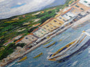 Modern Art Canvas Print - Italian Fishing Village - Italy Oil Painting - Neutral Wall Art - Seascape Painting - Impasto Style Print - Boho