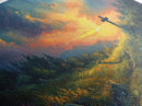 Painting Of a Cross in A Beautiful Landscape Christian Wall Art Framed Canvas Print
