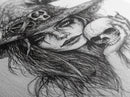 Charcoal Sketch Portrait Of a Witch Canvas Print, Dark Academia Wall Art, Moody Decor, Macabre Home Decor, Witchy Wall Art, Halloween Art