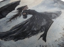 Witch Flying with an Umbrella, Framed Canvas Print, Witchy Decor, Halloween Wall Art, Goth Art, Dark Academia