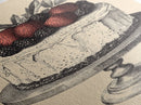 Kitchen Wall Art, Cake Painting Still Life Framed Canvas Print, Dining Room Wall Artt