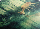 Young Deer Drinking Water In The Forest Painting Print, Wood Framed Canvas, Animal Prints, Nursery Decor, Framed Wall Art Home Decor