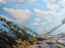 Acadia National Park, Framed Canvas Print, Acadia Watercolor Art Painting, Extra Wide Panoramic Wall Art, Horizontal Mountain Landscape Painting