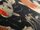 Wabi Sabi Boho Painting Print of Ko Fish, Japanese Style Decor, Panoramic Horizontal Wall Art, Extra Wide 70 Inch Wall Art, 72 Inch Wide Art