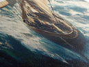 The Storm - Sailboat Battles a Hurricane Framed Canvas Print Panoramic Nautical Decor Fisherman Painting Nautical Landscape Painting