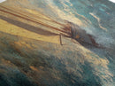 The Sailboat and the Storm Framed Canvas Print - Sailboat Painting - Nautical Decor - Hurricane Painting - Nautical Sailboat Landscape Painting