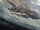 The Storm and the Sailboat Framed Canvas Print - Sailboat Painting - Nautical Decor - Hurricane Painting - Nautical Sailboat Landscape Painting