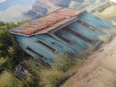 Abandoned Cabin In The Nevada Desert - Framed Canvas Print - Kitsch Wall Art - Desert Landscape Painting - Barn Oil Painting - Desert Art