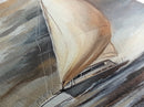 Sailboat painting nautical decor framed canvas print, classic coastal wall art, sailing scene with ocean waves, above bed living room art