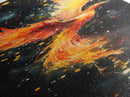 Radiant Phoenix in Flight Canvas Print, Framed Tall Wall Art, Unique Living Room Decor, Firebird Painting for Spiritual Art Lovers
