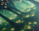 Fireflies At Night In A Fantasy Forest,  Framed Ready To Hang Canvas Print, beautiful wall art, guest room decor