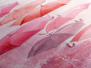 Light Pink Umbrella Canvas Print Above Sofa Art Long Narrow Wall Art Whimsical Art Cherry Blossom Painting Pink Abstract Art Vertical