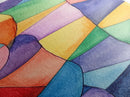Vibrant Geometric Canvas Print in Abstract Mosaic Style, Modern Wabi Sabi Wall Art, Minimalist Vertical Home Decor Piece