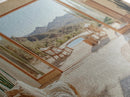 Framed Canvas Print of Desert Retreat with Cactus and Mountain View, Southwest Wall Art, Living Room Boho Decor