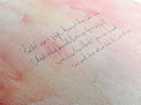 Romantic Calligraphy Canvas Print with Pink Abstract Art, Minimalist Wabi Sabi Aesthetic, Bedroom or Living Room Horizontal Wall Art