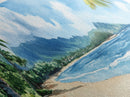 Serene Coastal Landscape Framed Canvas Print - Vibrant Hawaii Art, Nautical Beach Wall Decor, Panoramic Ocean Painting, Living Room Art