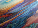 Southwest wall art, desert landscape, Joshua tree art, agave painting, mountain painting, framed canvas print, above couch decor