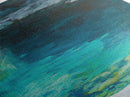 Teal wall art, hidden lagoon, ocean painting, moody art, coastal decor, framed canvas print, nautical art, above bed wall art