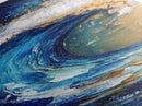 Ocean Wave, coastal decor, nautical painting, seascape painting, blue and green wall art, extra wide art, Canvas Print