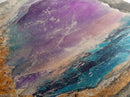 Amethyst Geode, gemstone painting, sacred geometry wall art, boho art, teal wall art, wabi sabi art, Canvas Print, zen wall art