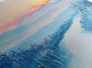 Sunset Over Mountains, pink orange wall art, mountain painting,  framed canvas print, extra wide art