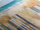 Beach Fence, coastal painting, framed canvas print, nautical decor, seascape painting, blue and green wall art, extra wide art
