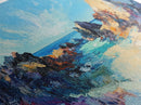 Rocky Seascape Panorama, framed canvas print, extra wide art, seascape painting, above couch art, nautical painting
