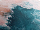 Abstract Ocean, Coastal Landscape Art, Nautical Wall Art, Framed Canvas Print, Teal and Pink Art, Surf Inspired Artwork