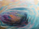 Floating Rock Art, surreal ocean painting, teal wall art, light pink wall art, moody art, nautical wall art, framed canvas print