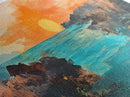 Sunset Seascape, Framed Canvas Print, coastal landscape art, panoramic painting, extra wide painting, above bed art, ocean wall art