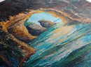Sunlit Ocean Grotto, seascape painting, nautical painting, tropical wall art, blue and green wall art, Framed Canvas Print