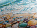 Ocean Shore, beach painting, coastal landscape art, nautical wall art, living room art, abstract seascape, framed canvas print