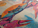 Vibrant Crab Art, Coastal Cowgirl Wall Decor, Nautical Painting, Ocean Wall Art, Beach House Decor, Canvas Print, Kitchen Wall Art