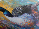 Vibrant Loon Art Framed Canvas Print Wildlife Decor Living Room Wall Art Colorful Bird Painting Modern Boho Home Accent Nature Gift