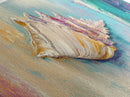 Textured Seashell Framed Canvas Print Beach House Decor, Coastal Wall Art, Pastel Ocean Painting, Nautical Theme, Home Decor