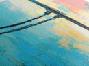 Powerline, Sky, Abstract, Pastel, Framed Canvas Print, Modern Wall Art, Minimalist Art, Living Room Decor, Urban Aesthetic