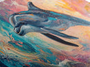 Playful Dolphin in Ocean Waves, Colorful Abstract Sea Life Art, Vibrant Marine Animal Painting, Coastal Home Decor