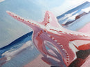 Starfish on Beach, Coastal Wall Art, Ocean Inspired Decor, Nautical Framed Canvas Print, Blue and Pink Summer Vibes Artwork