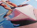 Pink Canoe, Girl, Reflection, Framed Canvas Print, Coastal Wall Art, Nautical Decor, Summer Aesthetic, Beach House Art, Boho Art