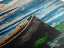 Lonely Boat, Ocean Painting, Nautical Home Decor, Framed Canvas Print, Coastal Wall Art, Blue Water Art, Beach House Art