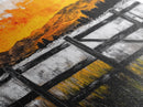Sunset Fence, Mountain View, Rustic Canvas Print, Large Wall Art, Autumn, Farmhouse Painting, Framed Canvas Print, Moody Home Decor