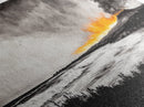 Volcano Eruption, Dramatic Landscape Art, Black and White Wall Art, Fiery Sunset Painting, Large Framed Canvas Print, Office Decor