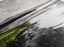 Moody Lake Scene, Black White Green, Framed Canvas Print, Nature Landscape Painting, Serene Wall Art, Contemporary Home Decor