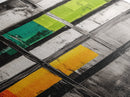 Modern Window Abstract, Black and White with Green and Yellow, Geometric Wall Art, Contemporary Interior Design, Framed Canvas Print