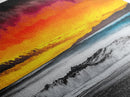 Fiery Sunset, Beach Scene, Ocean Waves, Vibrant Seascape, Framed Canvas Print, Living Room Art, Modern Coastal Wall Art, Beach House Decor