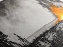 Wildfire Horizon, Dramatic Nature Art, Wilderness Wall Decor, Canvas Print, Black and White Art, Abstract Fire Painting, Rustic Home Art