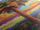 Palm, Tree, Sunset, Tropics - Canvas Print, Tropical Wall Decor, Vibrant Boho Art, Island Vibes, Living Room Accent, Palm Tree Painting