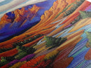 Autumn River, Bold Mountains, Canyon, Nature Wall Decor, Framed Canvas Print, Fall Living Room Art, Colorful Landscape Style