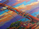 Telephone Pole, Sunset, Framed Canvas Print, Urban Wall Art, Southwest Landscape Decor, Colorful Street Scene, Eclectic Room Accent