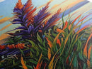 Feather Grass, Sunset Field, Colorful Coastal Landscape, Framed Canvas Print, Boho Bedroom Wall Art, Nature Inspired Living Room Decor